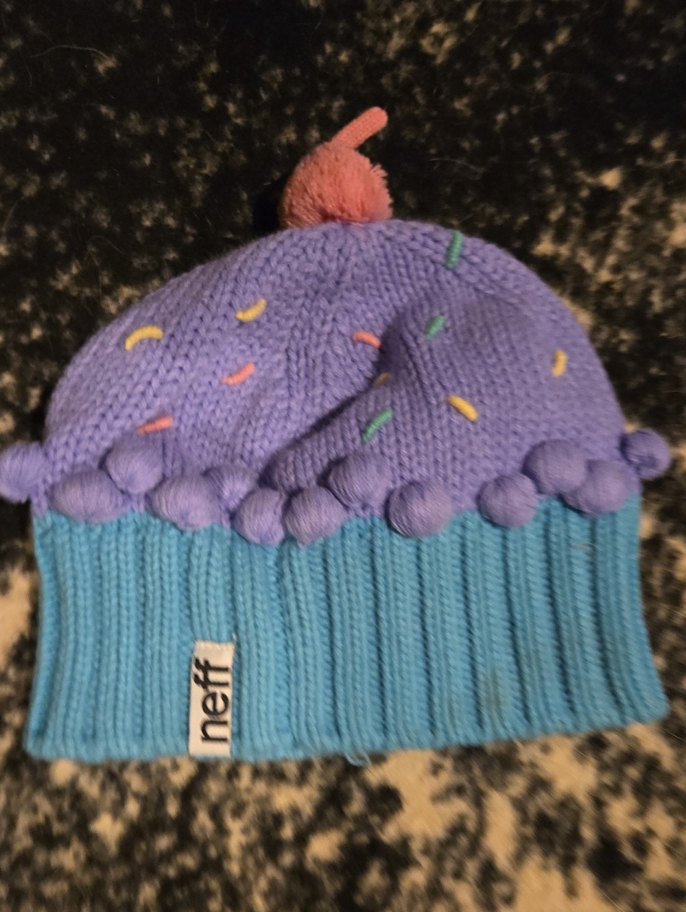 Neff Purple & Blue Cupcake Pom Beanie